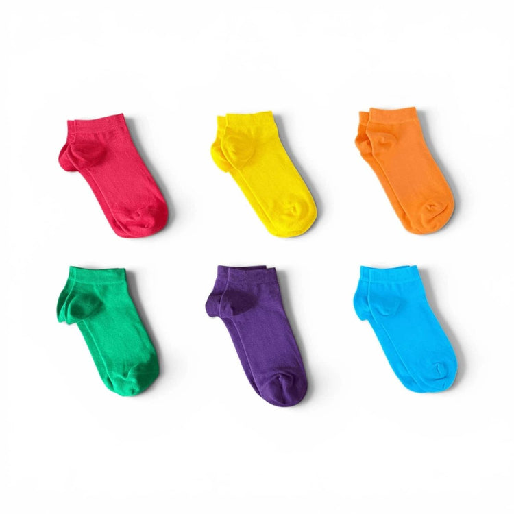 6 Pairs Colourful Cotton Ankle Socks -Pair Socks