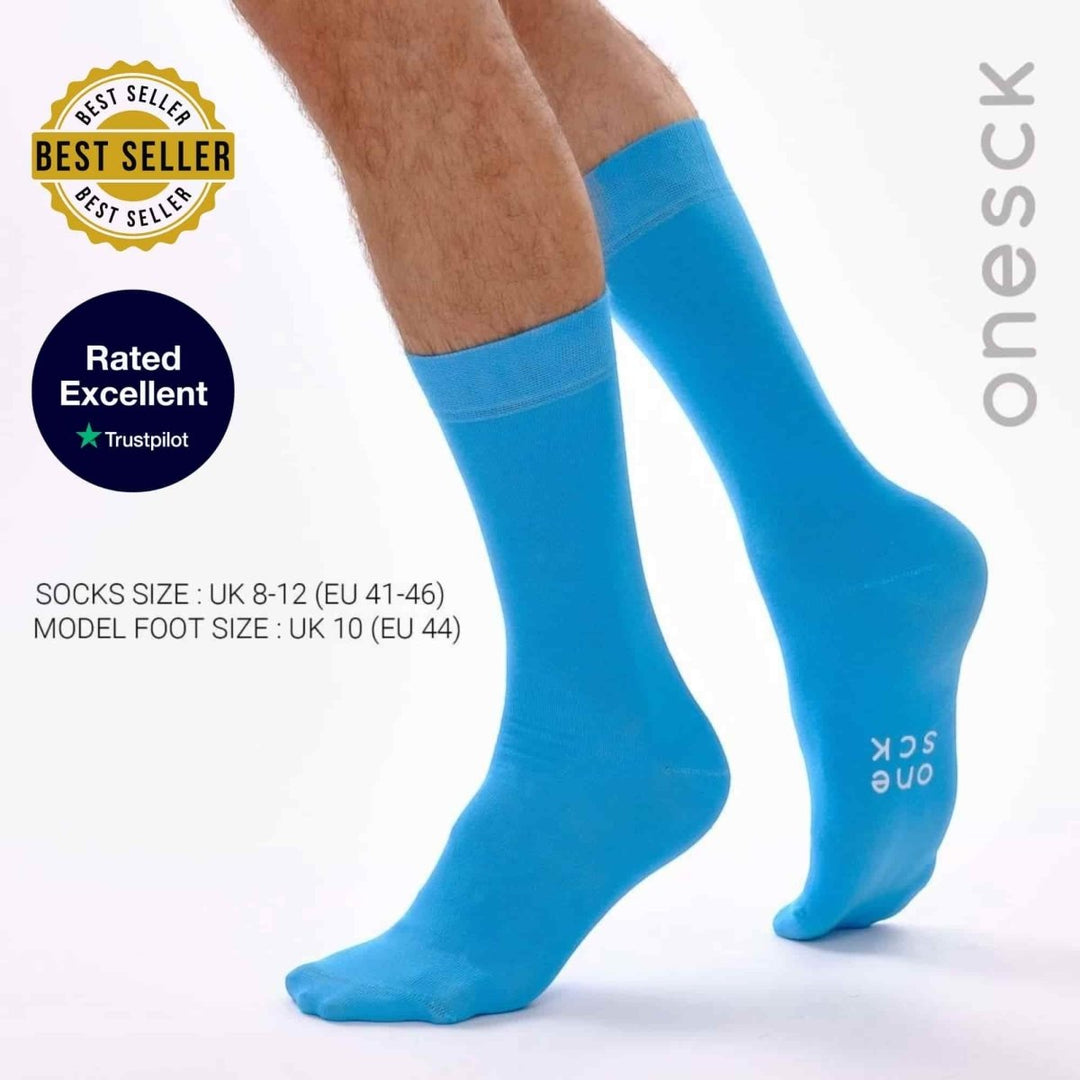 Aqua Blue Cotton Socks -Pair Socks