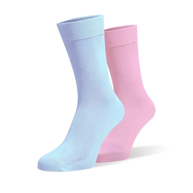 Baby Blue & Candy Pink Odd Socks – Mismatched Cotton Crew Socks - Odd Socks