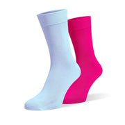 Baby Blue & Hot Pink Odd Socks – Mismatched Cotton Crew Socks - Odd Socks