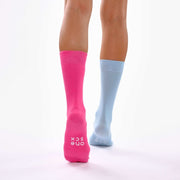Baby Blue & Hot Pink Odd Socks – Mismatched Cotton Crew Socks - Odd Socks