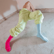 Baby Blue & Hot Pink Odd Socks – Mismatched Cotton Crew Socks - Odd Socks