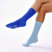 Baby Blue & Royal Blue Odd Socks – Mismatched Cotton Crew Socks - Odd Socks