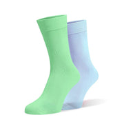 Baby Blue & Seafoam Green Green Odd Socks – Mismatched Cotton Crew Socks - Odd Socks