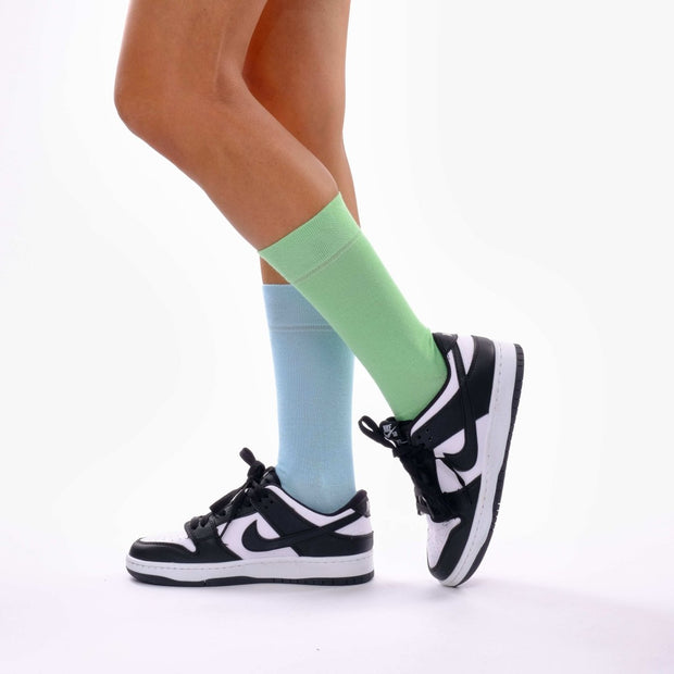 Baby Blue & Seafoam Green Green Odd Socks – Mismatched Cotton Crew Socks - Odd Socks