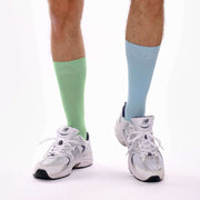 Baby Blue & Seafoam Green Green Odd Socks – Mismatched Cotton Crew Socks - Odd Socks