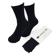 Black Cotton Crew Ribbed Diabetic Socks - Twin Socks