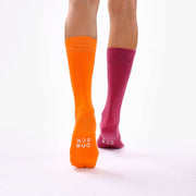 Burgundy & Orange Odd Socks – Mismatched Cotton Crew Socks - Odd Socks