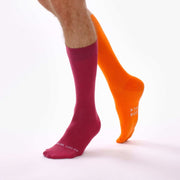 Burgundy & Orange Odd Socks – Mismatched Cotton Crew Socks - Odd Socks