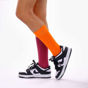 Burgundy & Orange Odd Socks – Mismatched Cotton Crew Socks - Odd Socks