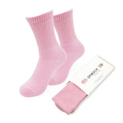 Candy Pink Cotton Crew Ribbed Diabetic Socks - Twin Socks