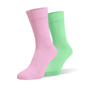Candy Pink & Seafoam Green Odd Socks – Mismatched Cotton Crew Socks - Odd Socks
