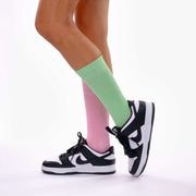Candy Pink & Seafoam Green Odd Socks – Mismatched Cotton Crew Socks - Odd Socks