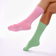 Candy Pink & Seafoam Green Odd Socks – Mismatched Cotton Crew Socks - Odd Socks