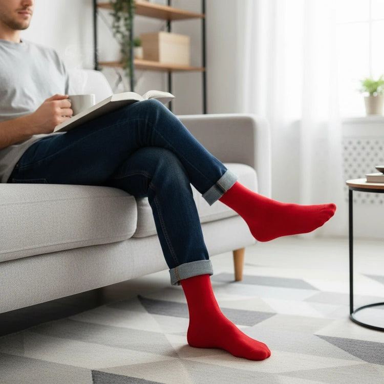 Cherry Red Organic Cotton Socks -Pair Socks