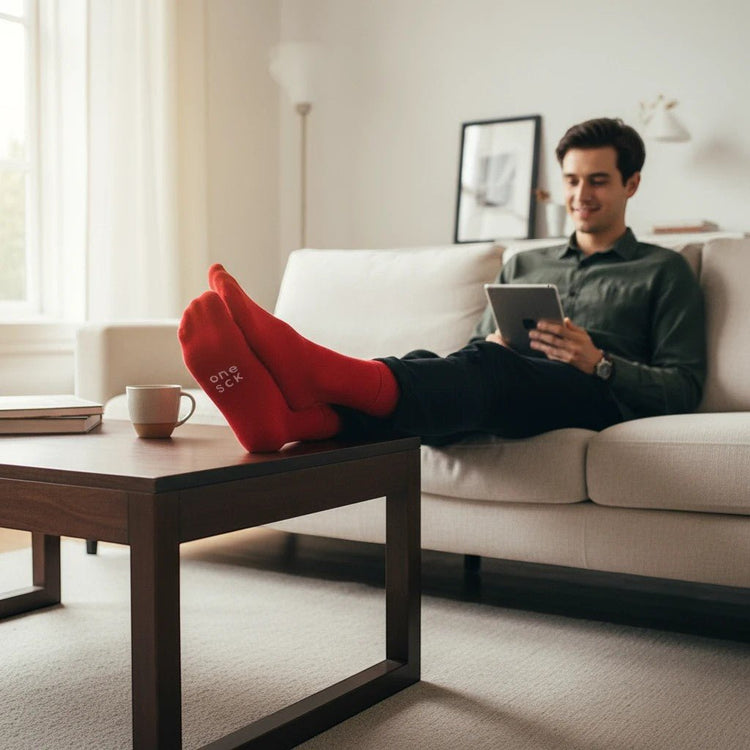 Cherry Red Organic Cotton Socks -Pair Socks