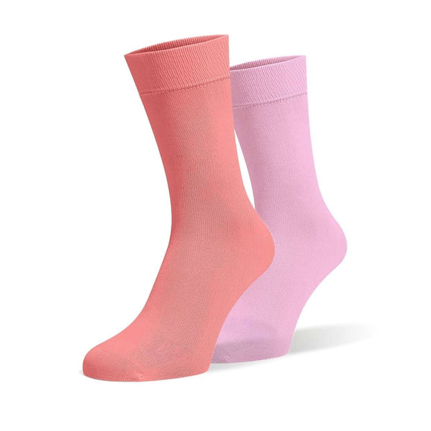 Coral Pink & Candy Pink Odd Socks – Mismatched Cotton Crew Socks - Odd Socks