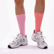 Coral Pink & Candy Pink Odd Socks – Mismatched Cotton Crew Socks - Odd Socks