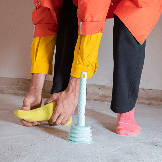 Coral Pink & Yellow Odd Socks – Mismatched Cotton Crew Socks - Odd Socks