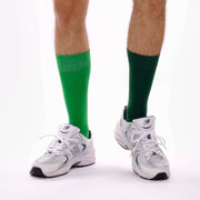 Dark Green & Green Odd Socks – Mismatched Cotton Crew Socks - Odd Socks