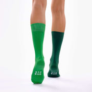 Dark Green & Green Odd Socks – Mismatched Cotton Crew Socks - Odd Socks