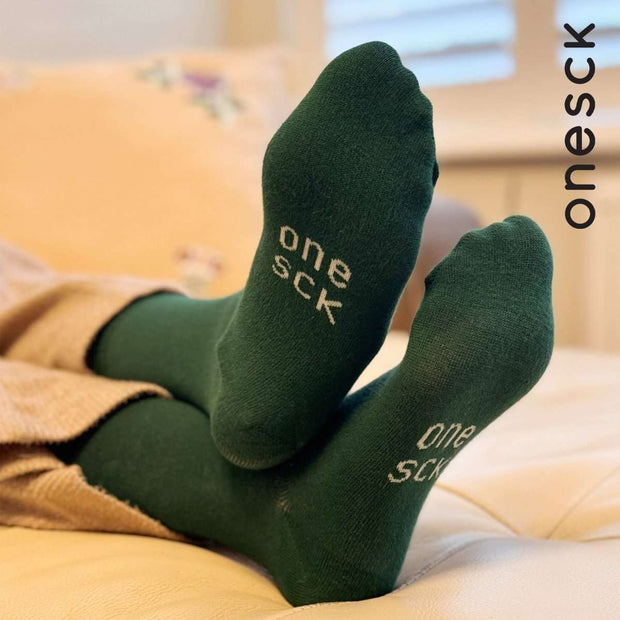 Dark Green Organic Cotton Crew Kids Socks - Twin Socks