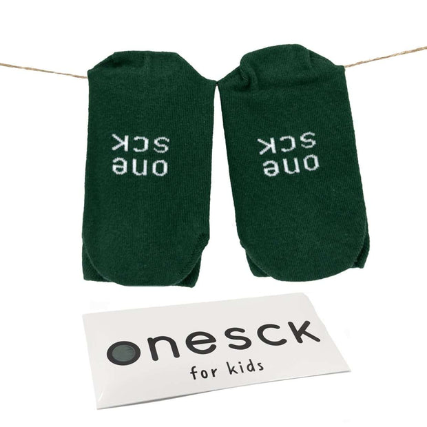 Dark Green Organic Cotton Crew Kids Socks - Twin Socks