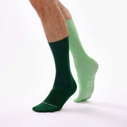 Dark Green & Seafoam Green Odd Socks – Mismatched Cotton Crew Socks - Odd Socks