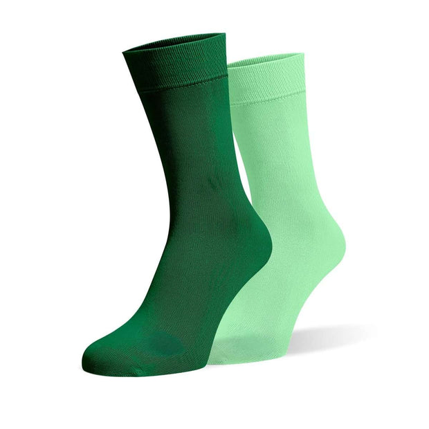 Dark Green & Seafoam Green Odd Socks – Mismatched Cotton Crew Socks - Odd Socks