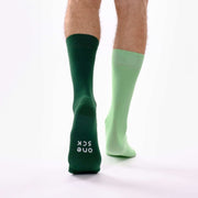 Dark Green & Seafoam Green Odd Socks – Mismatched Cotton Crew Socks - Odd Socks