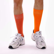 Flame Orange & Burnt Orange Odd Socks – Mismatched Cotton Crew Socks - Odd Socks