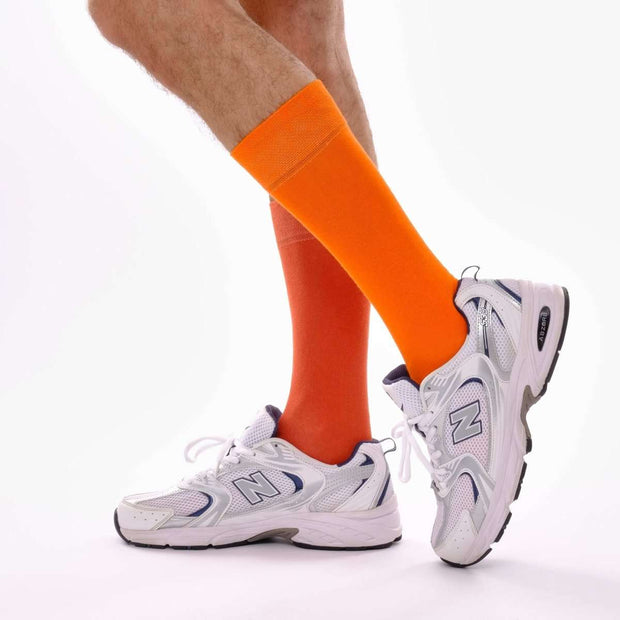 Flame Orange & Burnt Orange Odd Socks – Mismatched Cotton Crew Socks - Odd Socks
