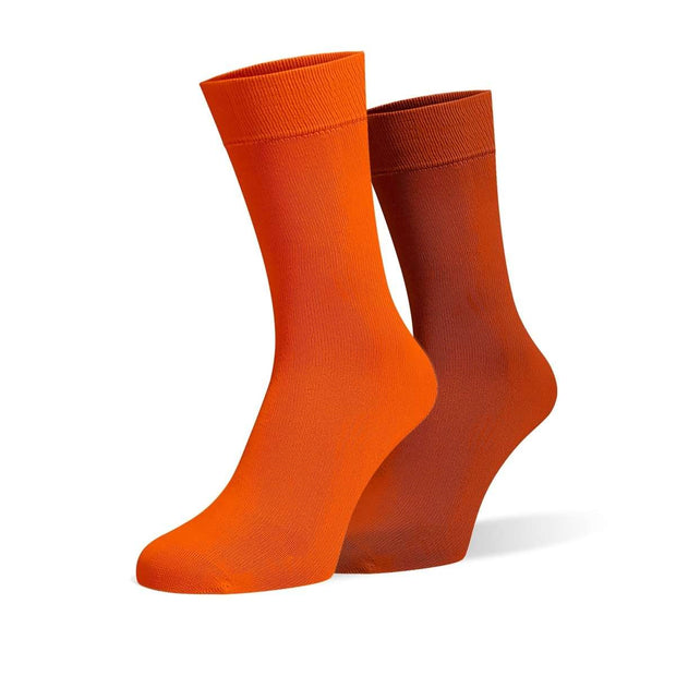 Flame Orange & Burnt Orange Odd Socks – Mismatched Cotton Crew Socks - Odd Socks