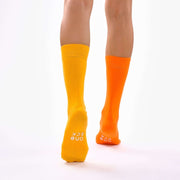 Flame Orange & Light Orange Odd Socks – Mismatched Cotton Crew Socks - Odd Socks