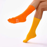 Flame Orange & Light Orange Odd Socks – Mismatched Cotton Crew Socks - Odd Socks