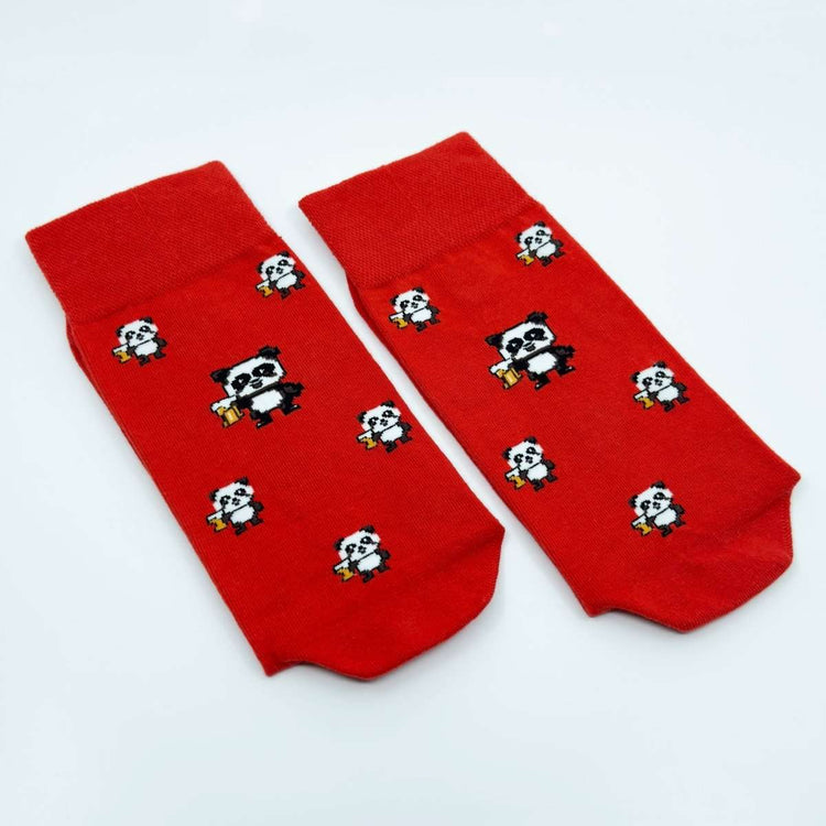 Funky Animal Drunk Panda Cotton Socks -Pair Socks