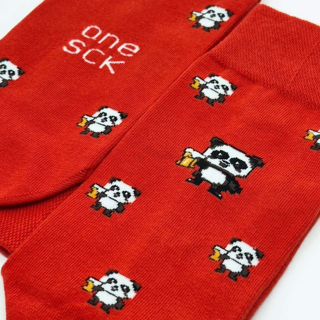 Funky Animal Drunk Panda Cotton Socks -Pair Socks