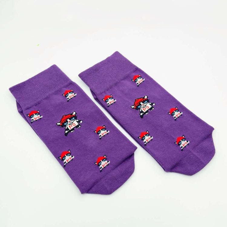 Funky Animal Hippie Cat Cotton Socks -Pair Socks