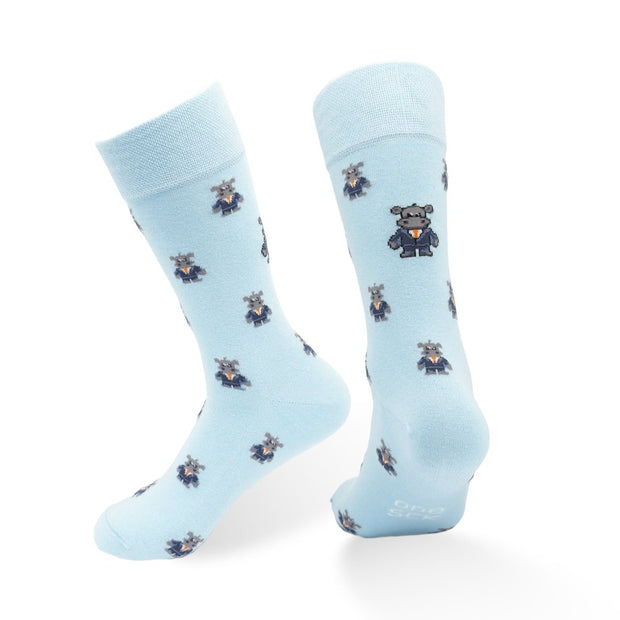 Funky Animal Socks | Boss Hippo - Twin Socks
