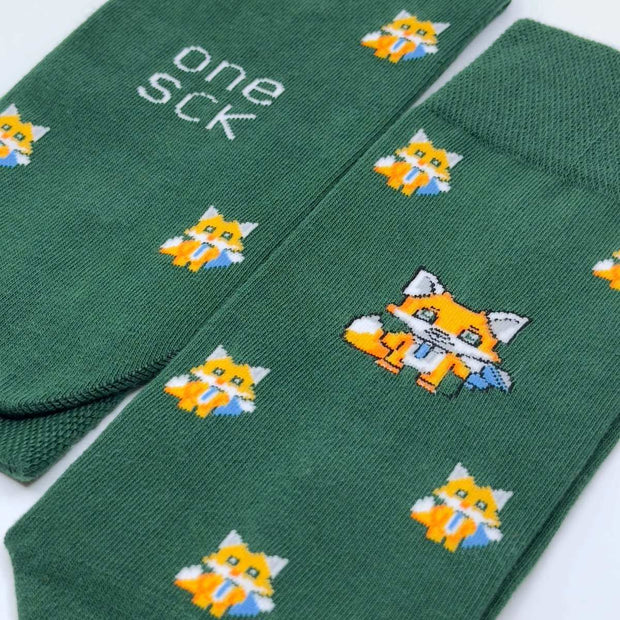 Funky Animal Socks | Popstar Fox - Twin Socks