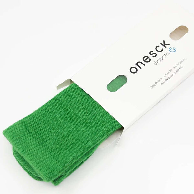 Green Cotton Crew Ribbed Diabetic Socks - Twin Socks
