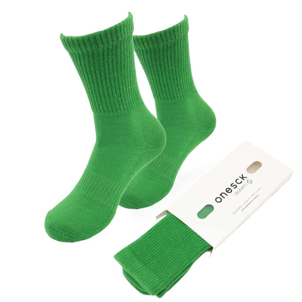 Green Cotton Crew Ribbed Diabetic Socks - Twin Socks