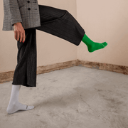 Green & Off White Odd Socks – Mismatched Cotton Crew Socks - Odd Socks