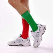 Green & Red Odd Socks – Mismatched Cotton Crew Socks - Odd Socks