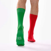Green & Red Odd Socks – Mismatched Cotton Crew Socks - Odd Socks