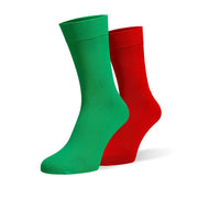 Green & Red Odd Socks – Mismatched Cotton Crew Socks - Odd Socks