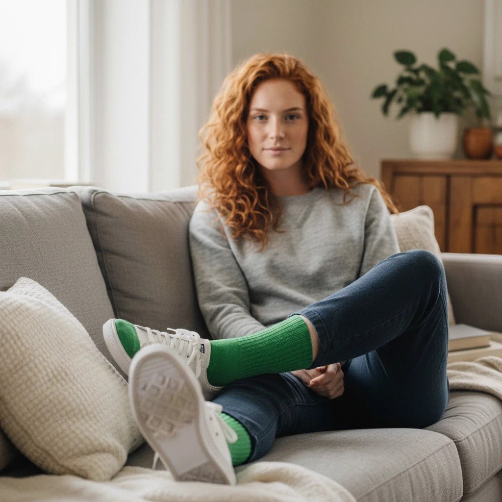 Green Ribbed Soft Touch Cotton Socks -Pair Socks