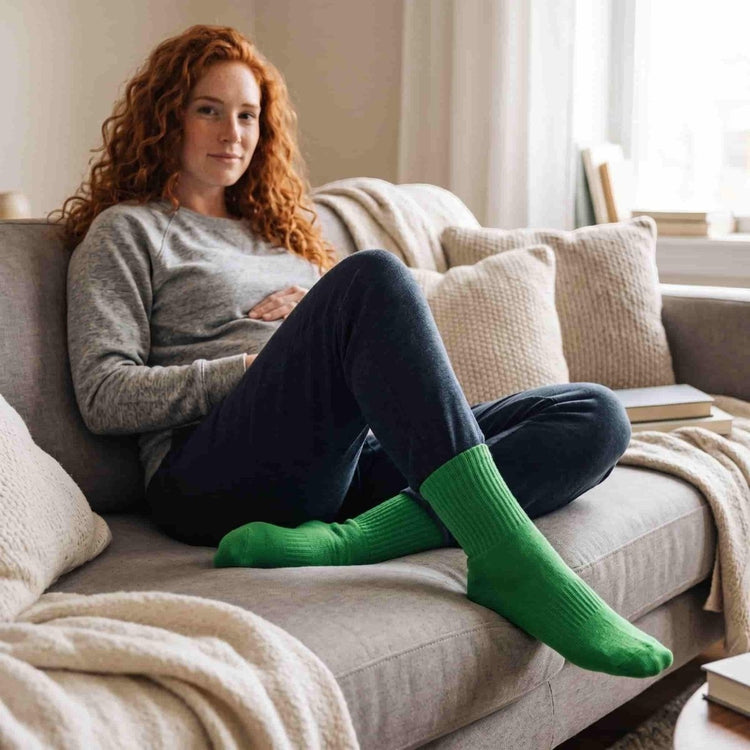 Green Ribbed Soft Touch Cotton Socks -Pair Socks