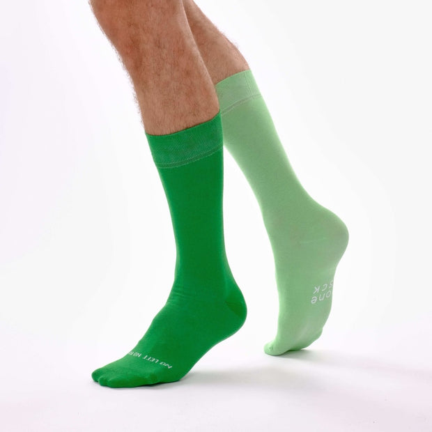 Green & Seafoam Green Odd Socks – Mismatched Cotton Crew Socks - Odd Socks
