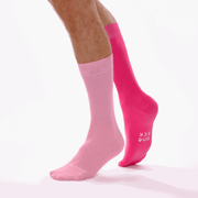 Hot Pink & Candy Pink Odd Socks – Mismatched Cotton Crew Socks - Odd Socks